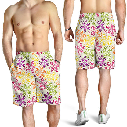 Flower Power Colorful Design Print Mens Shorts-JTAMIGO.COM