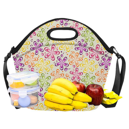 Flower Power Colorful Design Print Neoprene Lunch Bag (Model 1669)(Large)-JTAMIGO.COM