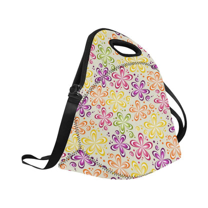 Flower Power Colorful Design Print Neoprene Lunch Bag (Model 1669)(Large)-JTAMIGO.COM