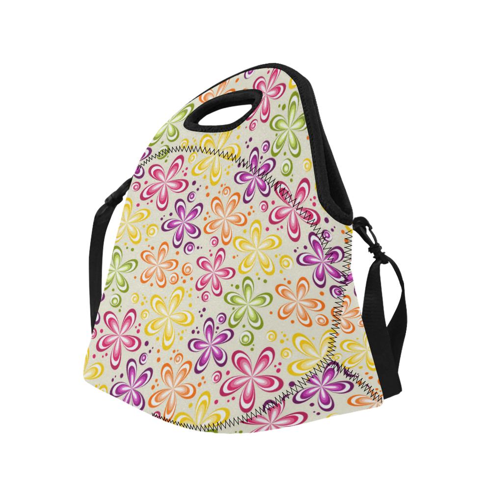 Flower Power Colorful Design Print Neoprene Lunch Bag (Model 1669)(Large)-JTAMIGO.COM