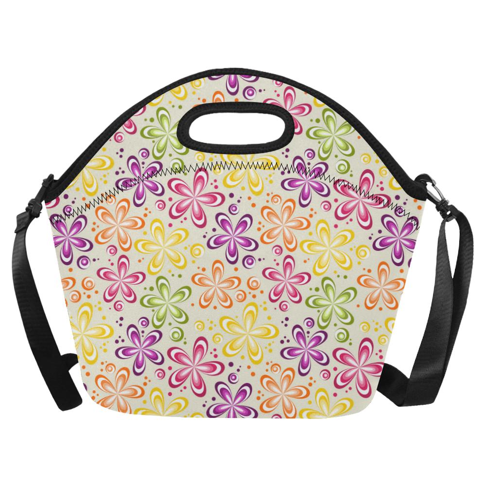 Flower Power Colorful Design Print Neoprene Lunch Bag (Model 1669)(Large)-JTAMIGO.COM