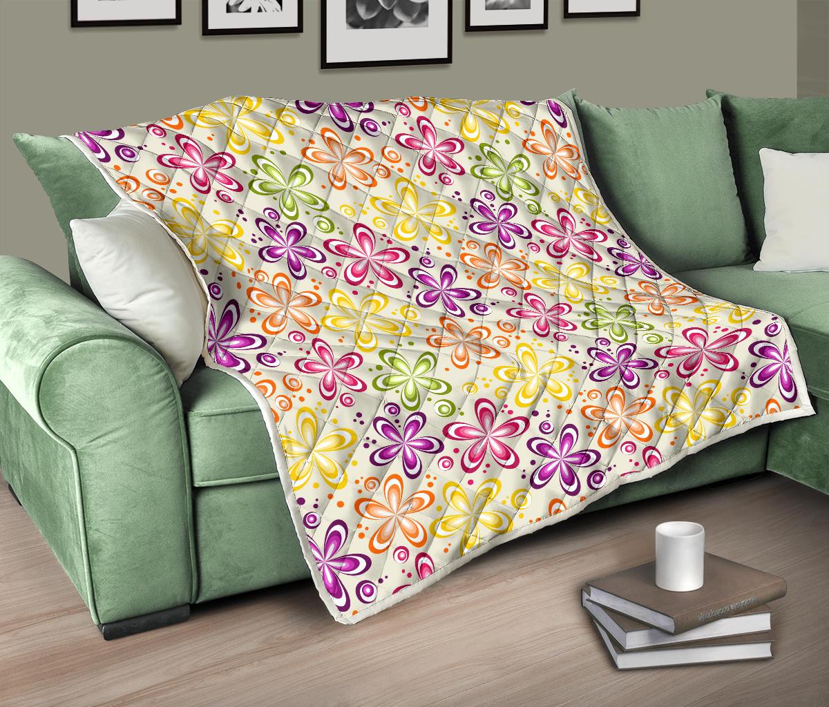 Flower Power Colorful Design Print Premium Quilt-JTAMIGO.COM