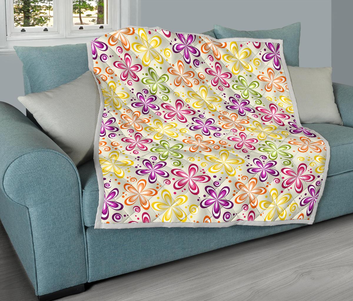 Flower Power Colorful Design Print Premium Quilt-JTAMIGO.COM