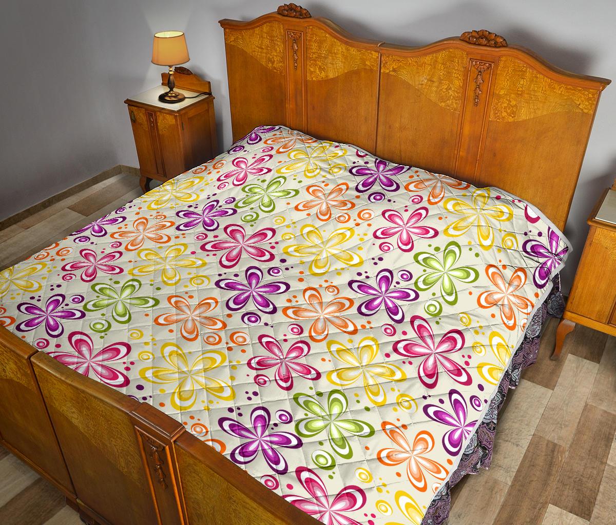 Flower Power Colorful Design Print Premium Quilt-JTAMIGO.COM