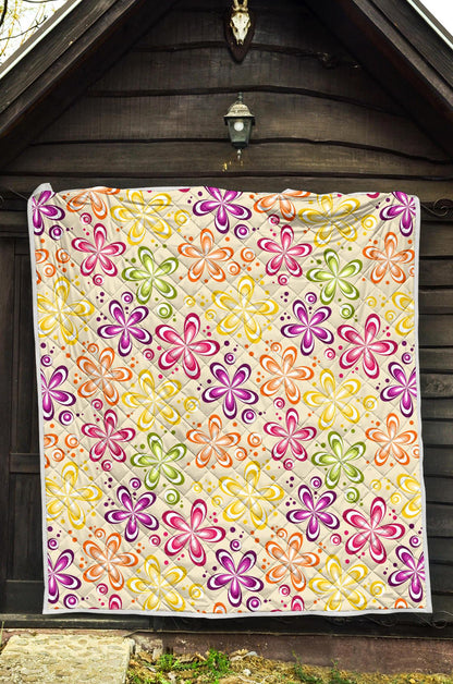 Flower Power Colorful Design Print Premium Quilt-JTAMIGO.COM