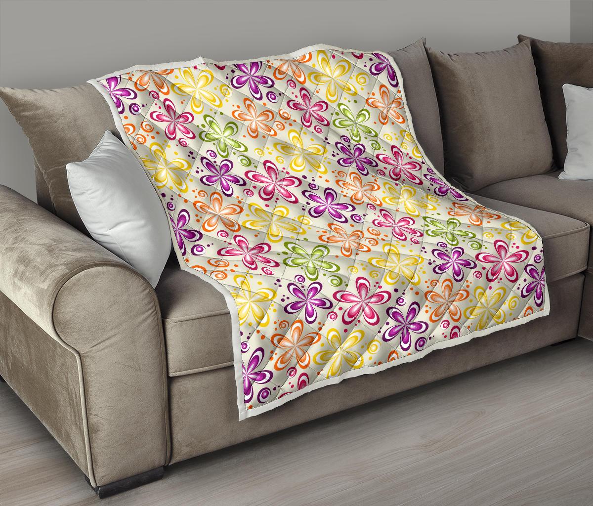 Flower Power Colorful Design Print Premium Quilt-JTAMIGO.COM