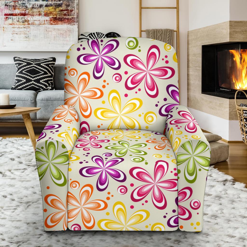 Flower Power Colorful Design Print Single Sofa Slipcover -JTAMIGO.COM