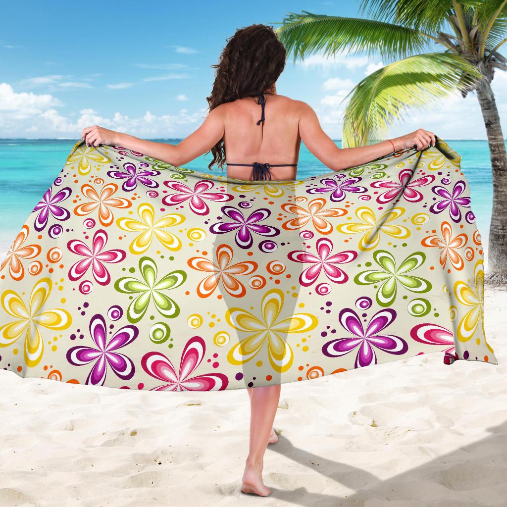 Flower Power Colorful Design Print Sarong Pareo Wrap