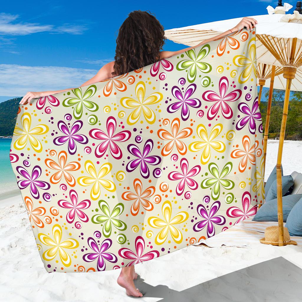 Flower Power Colorful Design Print Sarong Pareo Wrap
