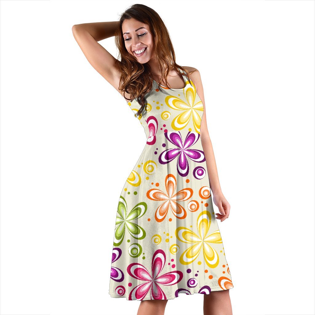 Flower Power Colorful Design Print Sleeveless Dress