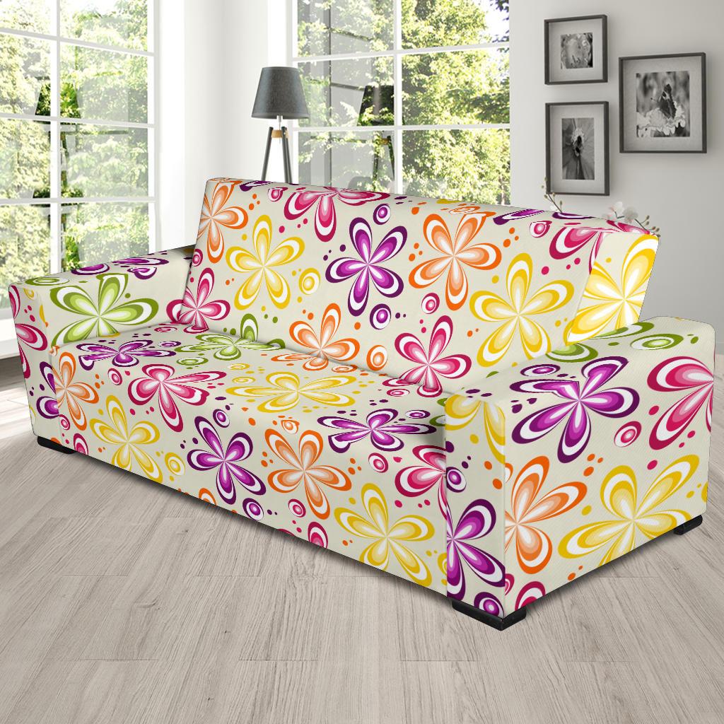 Flower Power Colorful Design Print Sofa Slipcover-JTAMIGO.COM