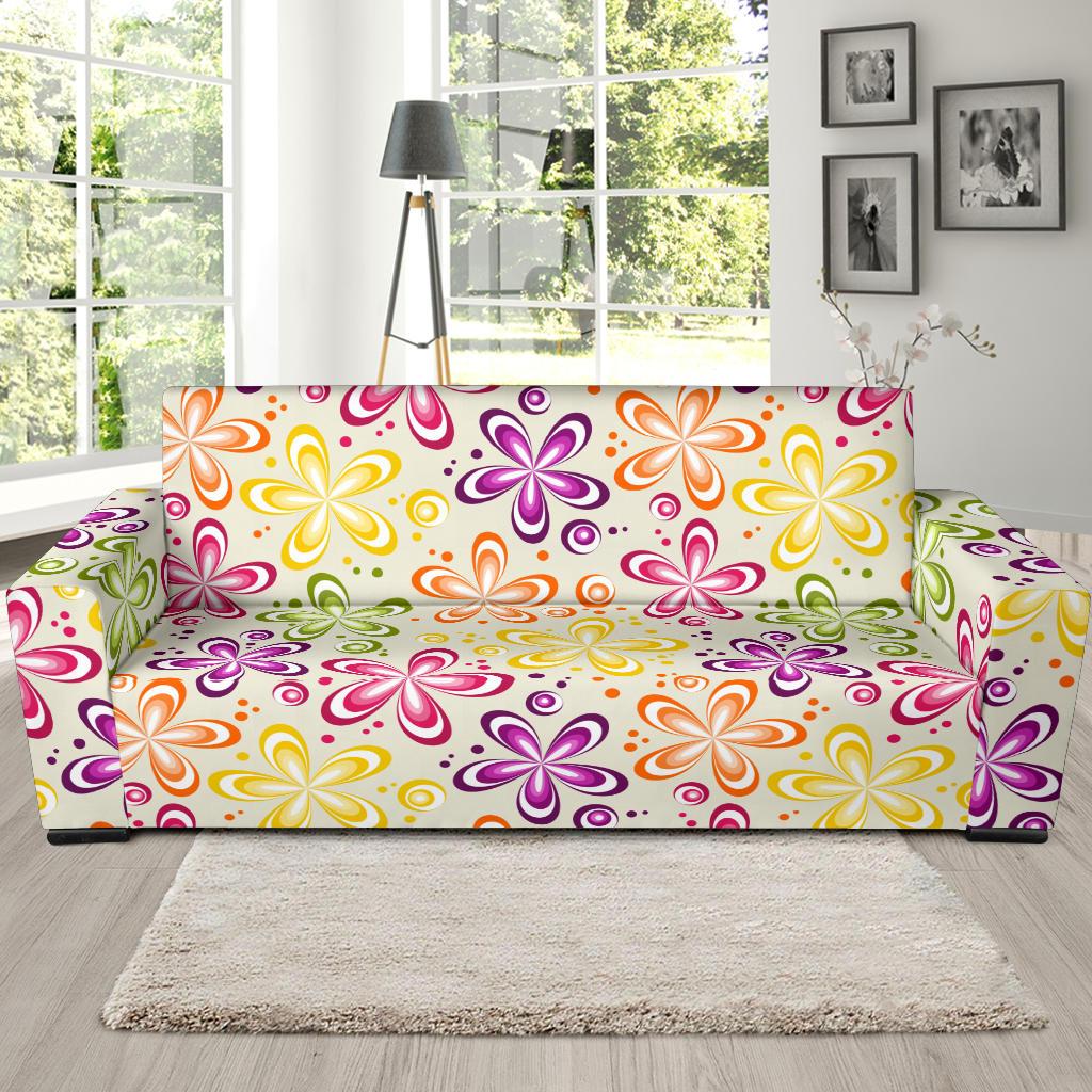 Flower Power Colorful Design Print Sofa Slipcover-JTAMIGO.COM