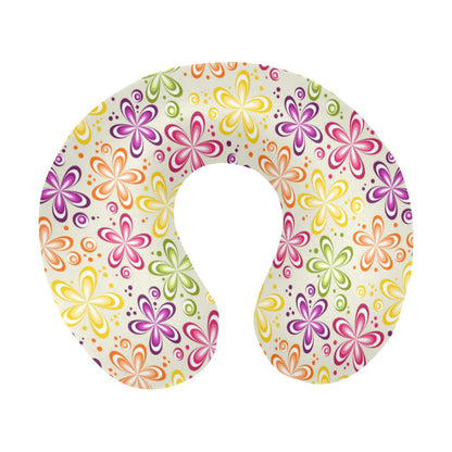 Flower Power Colorful Design Print U-Shaped Travel Neck Pillow-JTAMIGO.COM