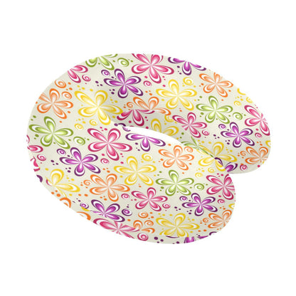 Flower Power Colorful Design Print U-Shaped Travel Neck Pillow-JTAMIGO.COM