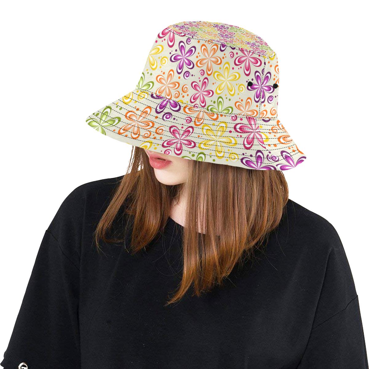 Flower Power Colorful Design Print Unisex Bucket Hat