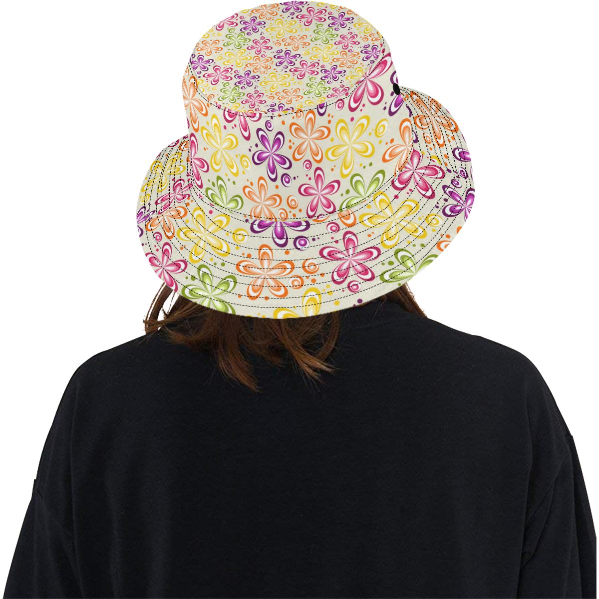 Flower Power Colorful Design Print Unisex Bucket Hat