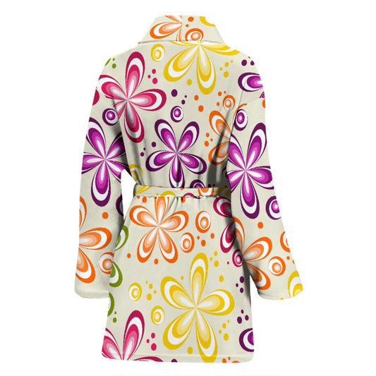 Flower Power Colorful Design Print Women Bath Robe-JTAMIGO.COM