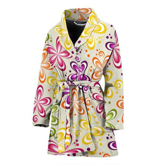 Flower Power Colorful Design Print Women Bath Robe-JTAMIGO.COM