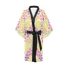 Flower Power Colorful Design Print Women Short Kimono Robe