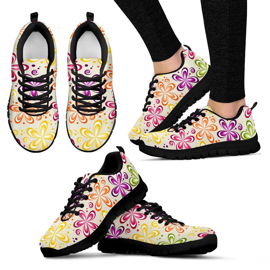 Flower Power Colorful Design Print Women Sneakers Shoes