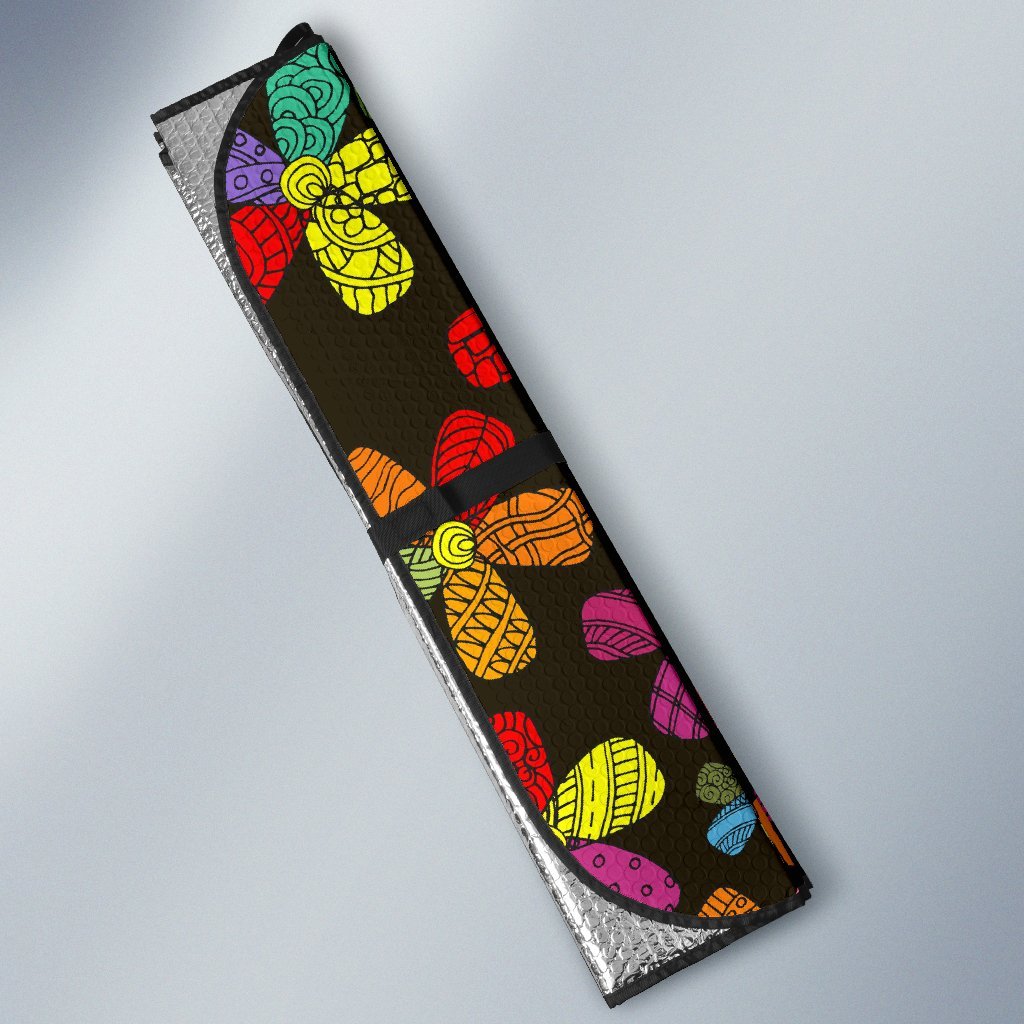 Flower Power Colorful Print Pattern Car Sun Shade For Windshield