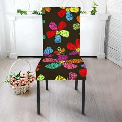 Flower Power Colorful Print Pattern Dinning Chair Slipper-JTAMIGO.COM