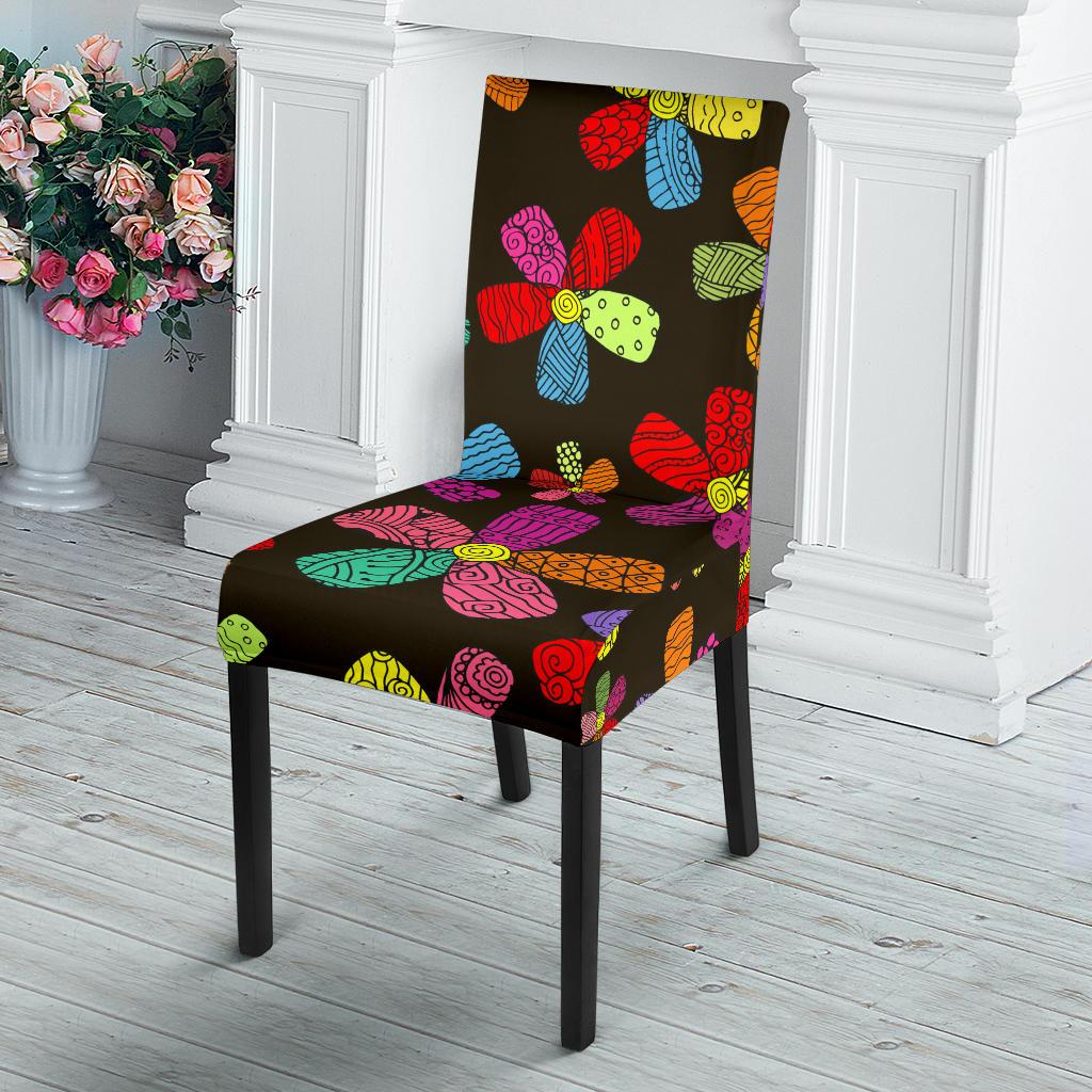 Flower Power Colorful Print Pattern Dinning Chair Slipper-JTAMIGO.COM