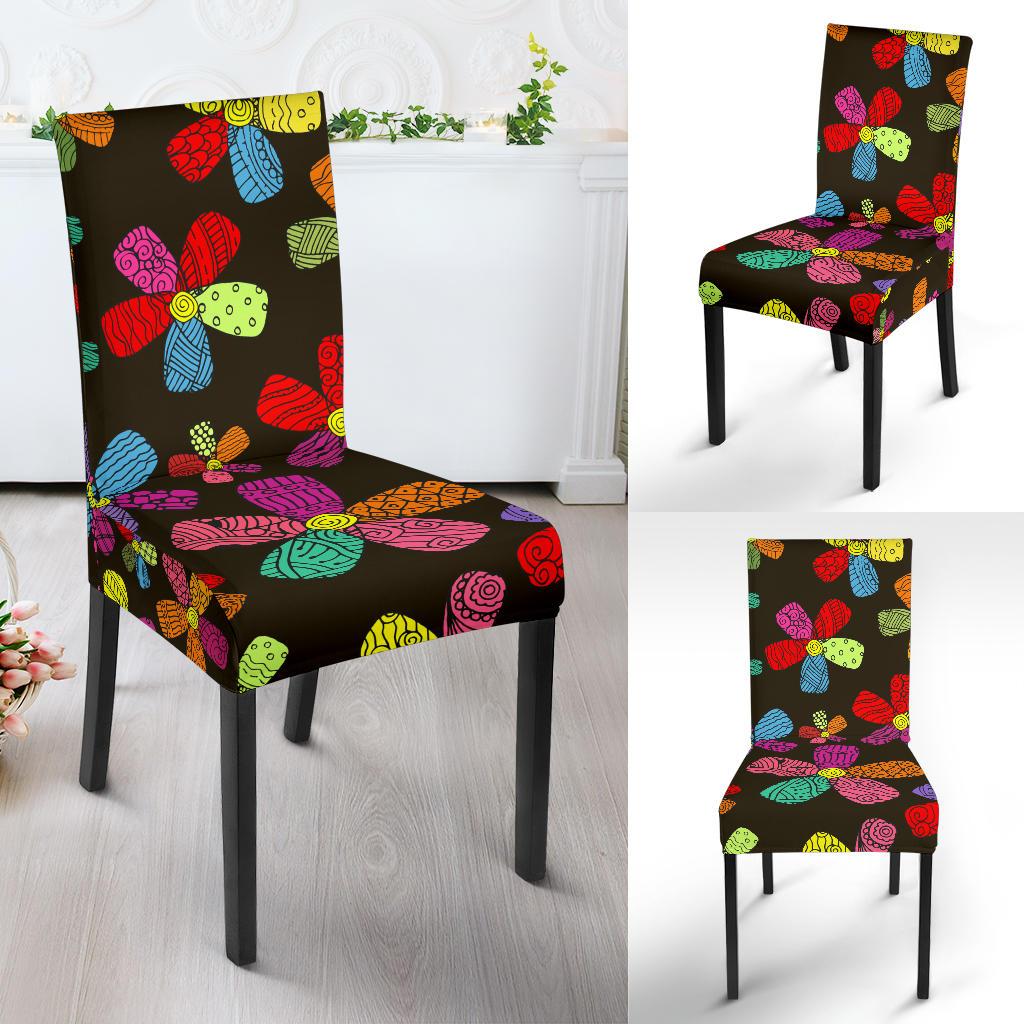 Flower Power Colorful Print Pattern Dinning Chair Slipper-JTAMIGO.COM