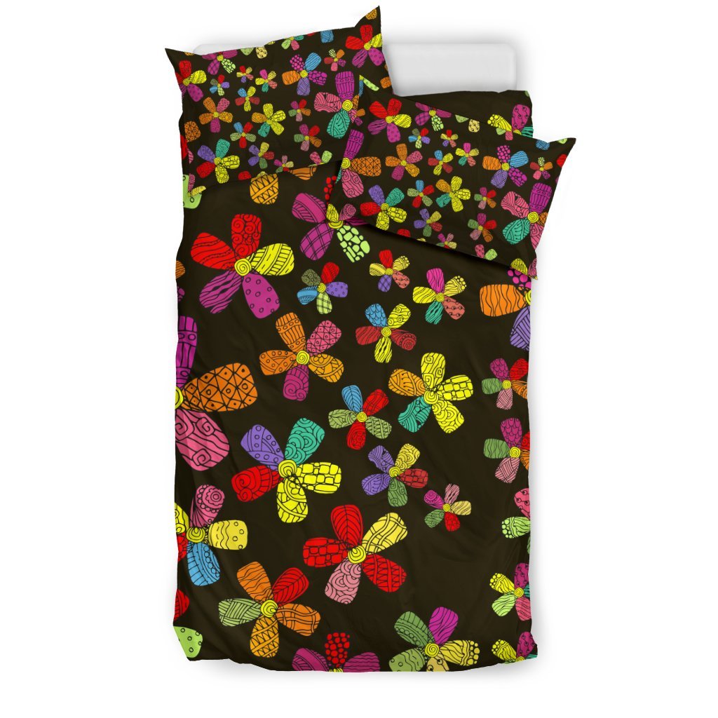Flower Power Colorful Print Pattern Duvet Cover Bedding Set