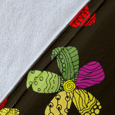 Flower Power Colorful Print Pattern Fleece Blanket