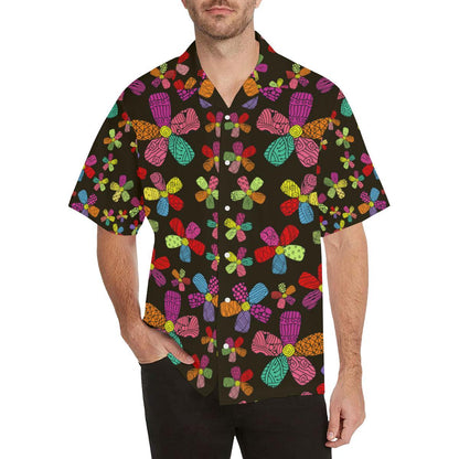 Flower Power Colorful Print Pattern Men Aloha Hawaiian Shirt