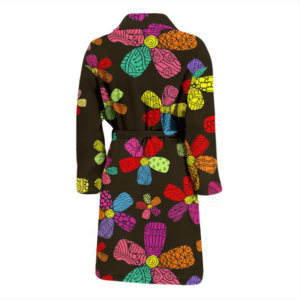 Flower Power Colorful Print Pattern Men Bath Robe-JTAMIGO.COM