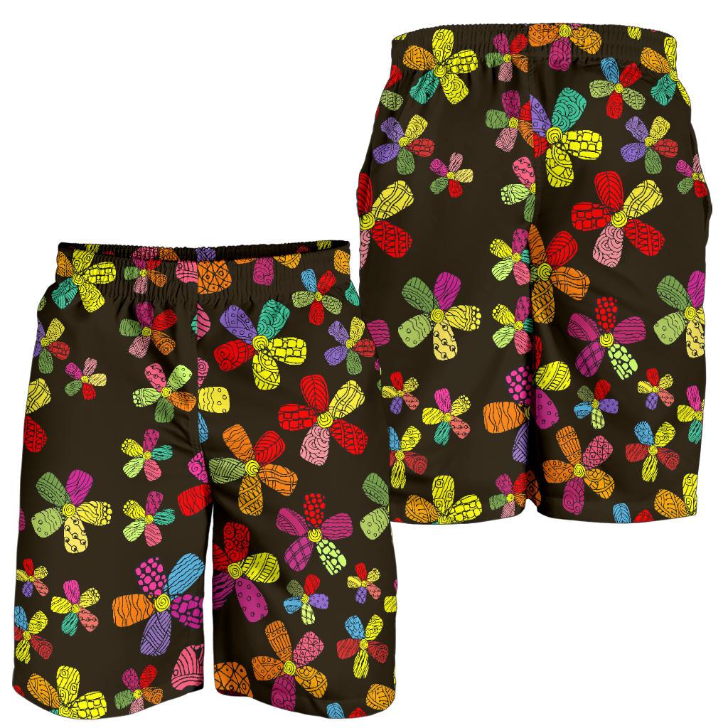 Flower Power Colorful Print Pattern Mens Shorts-JTAMIGO.COM