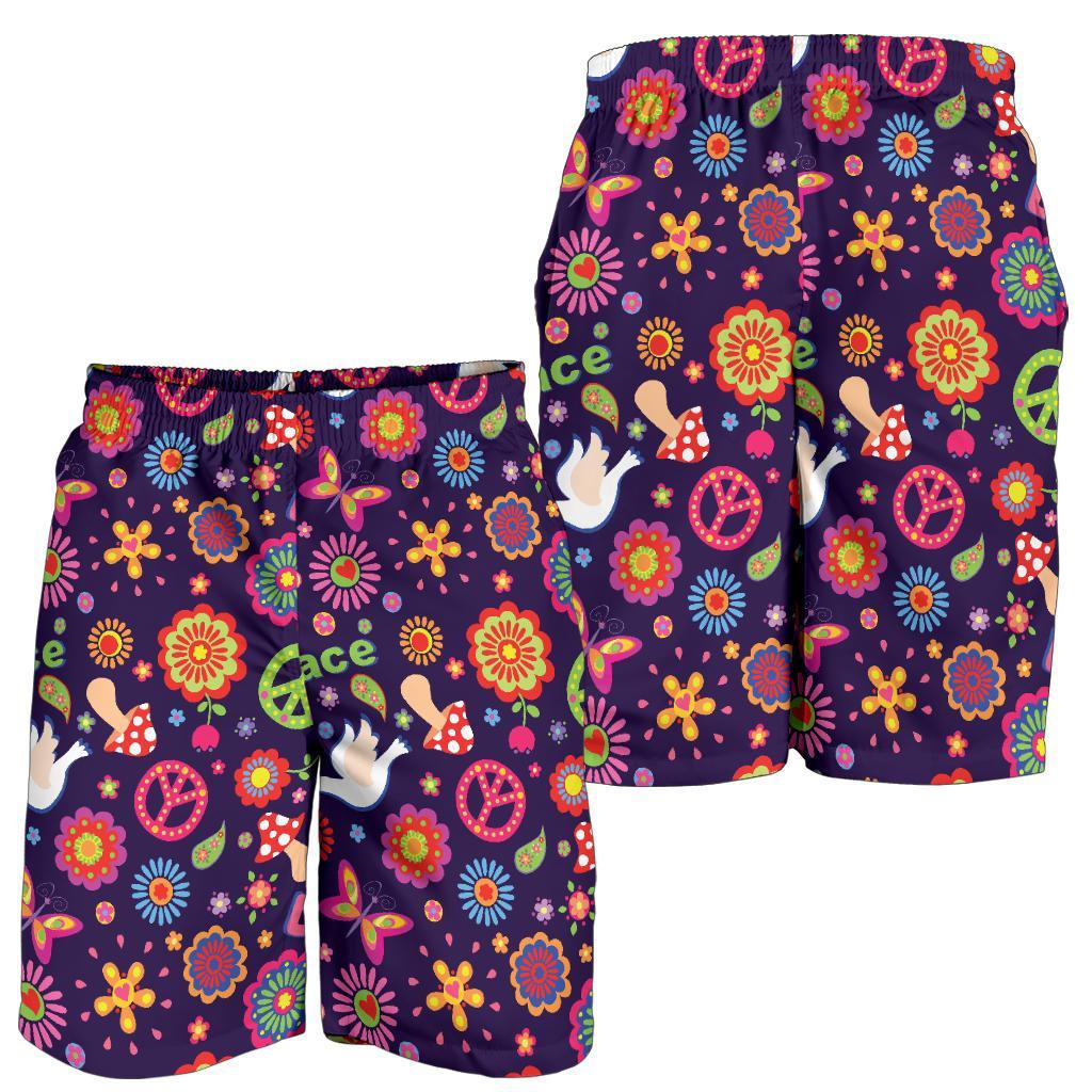 Flower Power Colorful Print Pattern Mens Shorts-JTAMIGO.COM