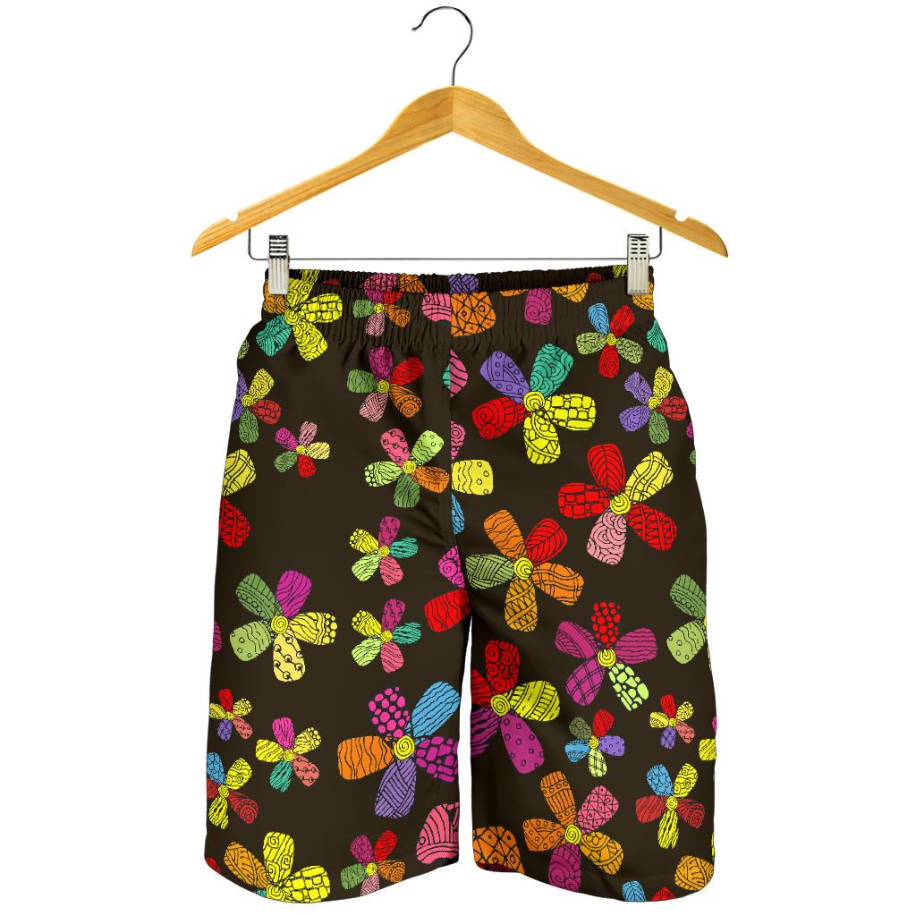 Flower Power Colorful Print Pattern Mens Shorts-JTAMIGO.COM