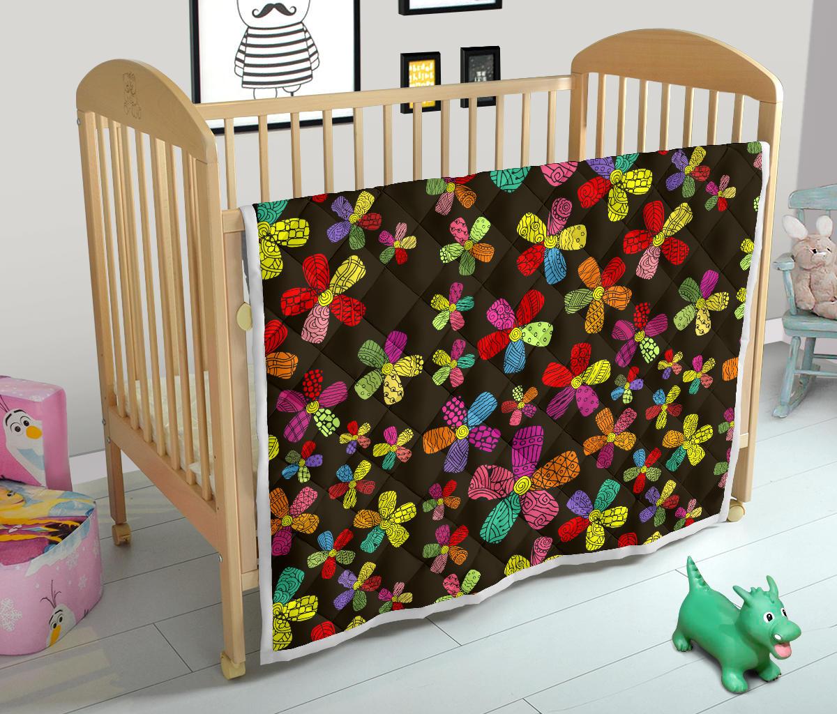 Flower Power Colorful Print Pattern Premium Quilt-JTAMIGO.COM