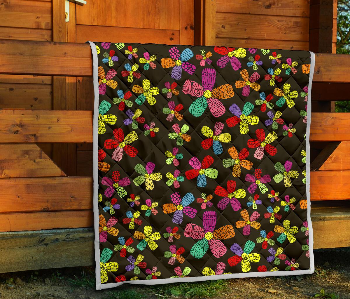 Flower Power Colorful Print Pattern Premium Quilt-JTAMIGO.COM