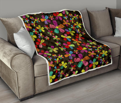 Flower Power Colorful Print Pattern Premium Quilt-JTAMIGO.COM