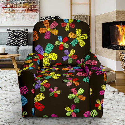 Flower Power Colorful Print Pattern Single Sofa Slipcover -JTAMIGO.COM