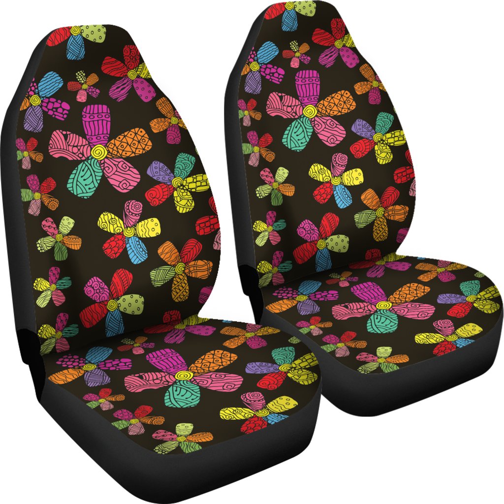 Flower Power Colorful Print Pattern Universal Fit Car Seat Covers