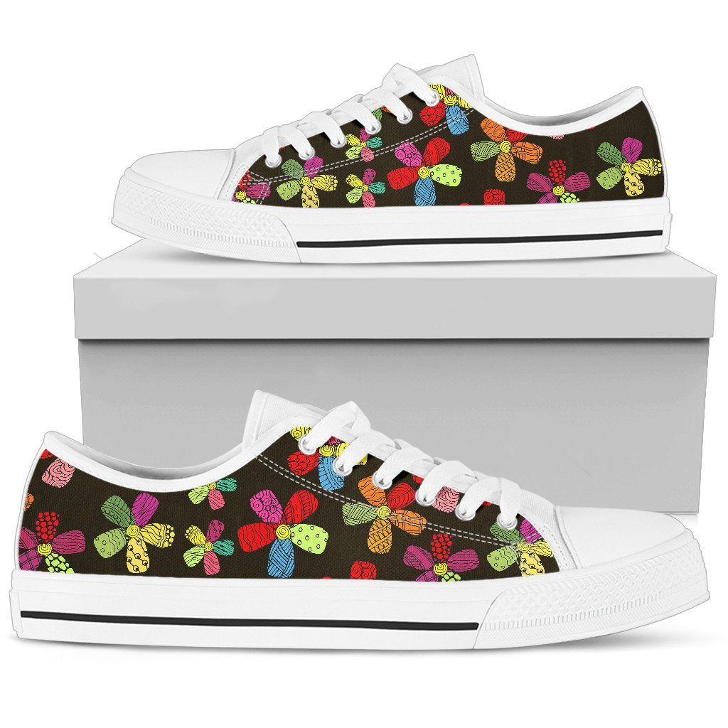 Flower Power Colorful Print Pattern Women Low Top Shoes