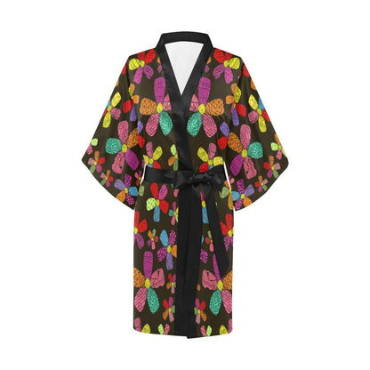 Flower Power Colorful Print Pattern Women Short Kimono Robe