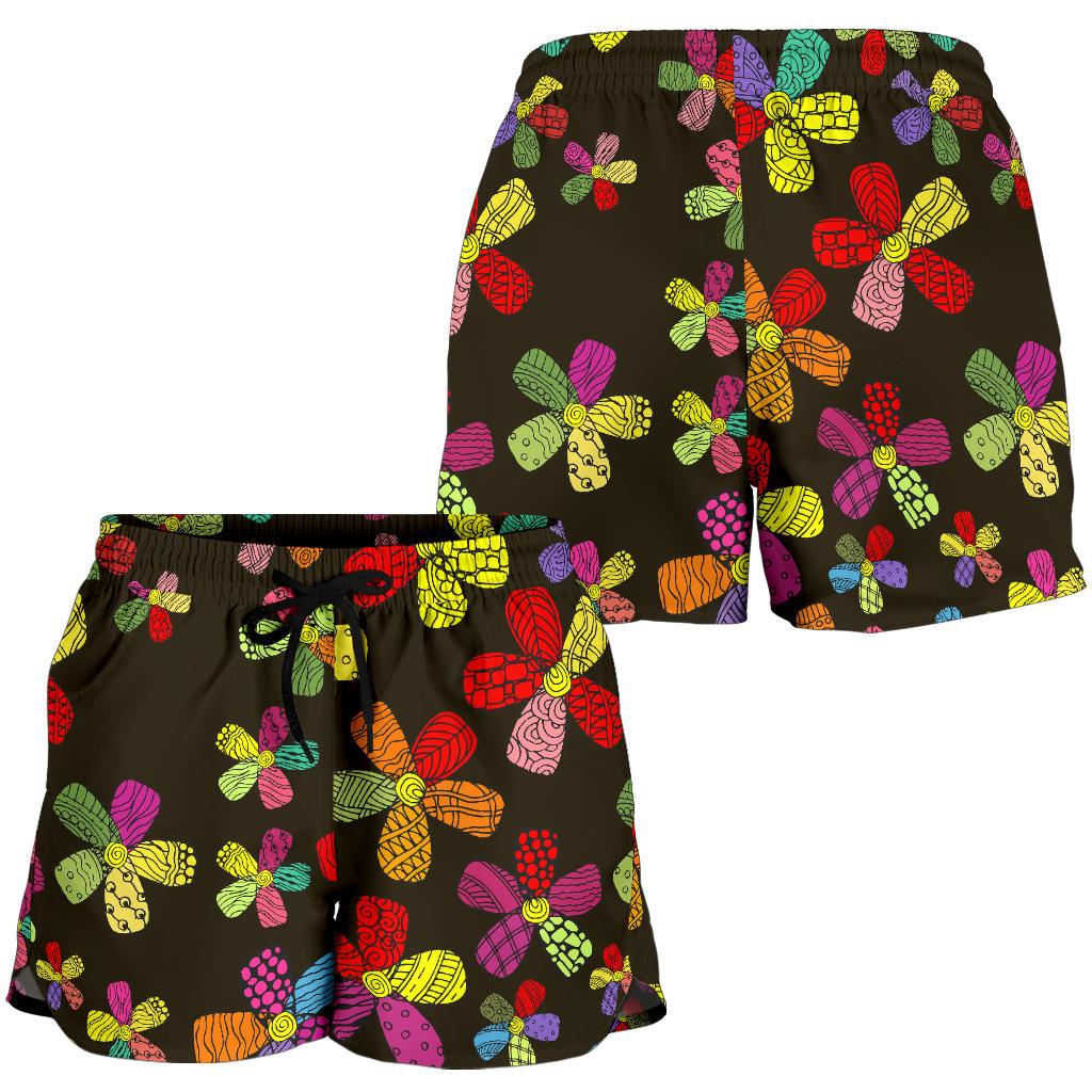 Flower Power Colorful Print Pattern Women Shorts-JTAMIGO.COM