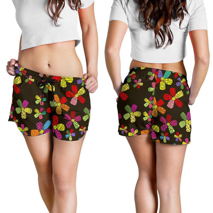 Flower Power Colorful Print Pattern Women Shorts-JTAMIGO.COM