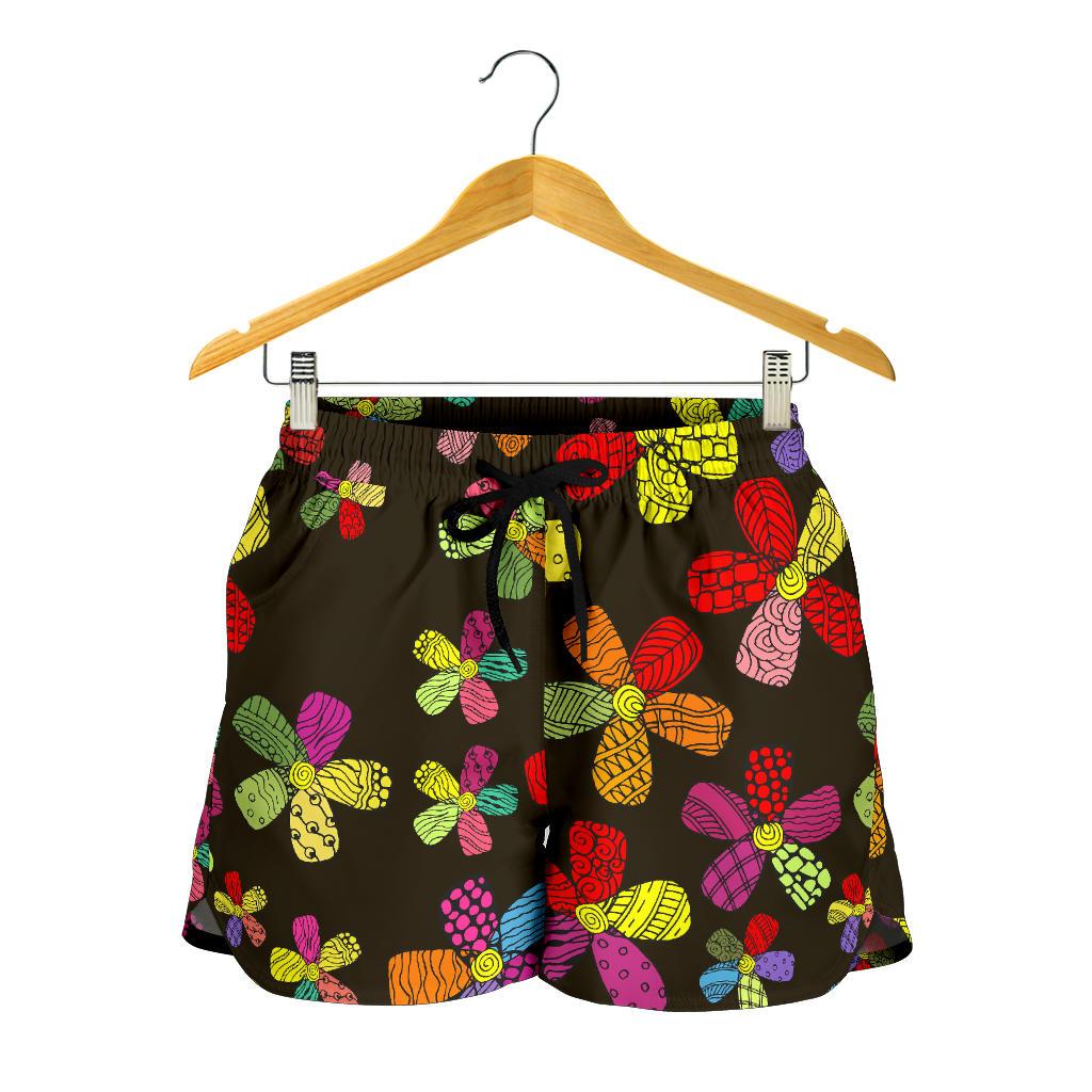Flower Power Colorful Print Pattern Women Shorts-JTAMIGO.COM
