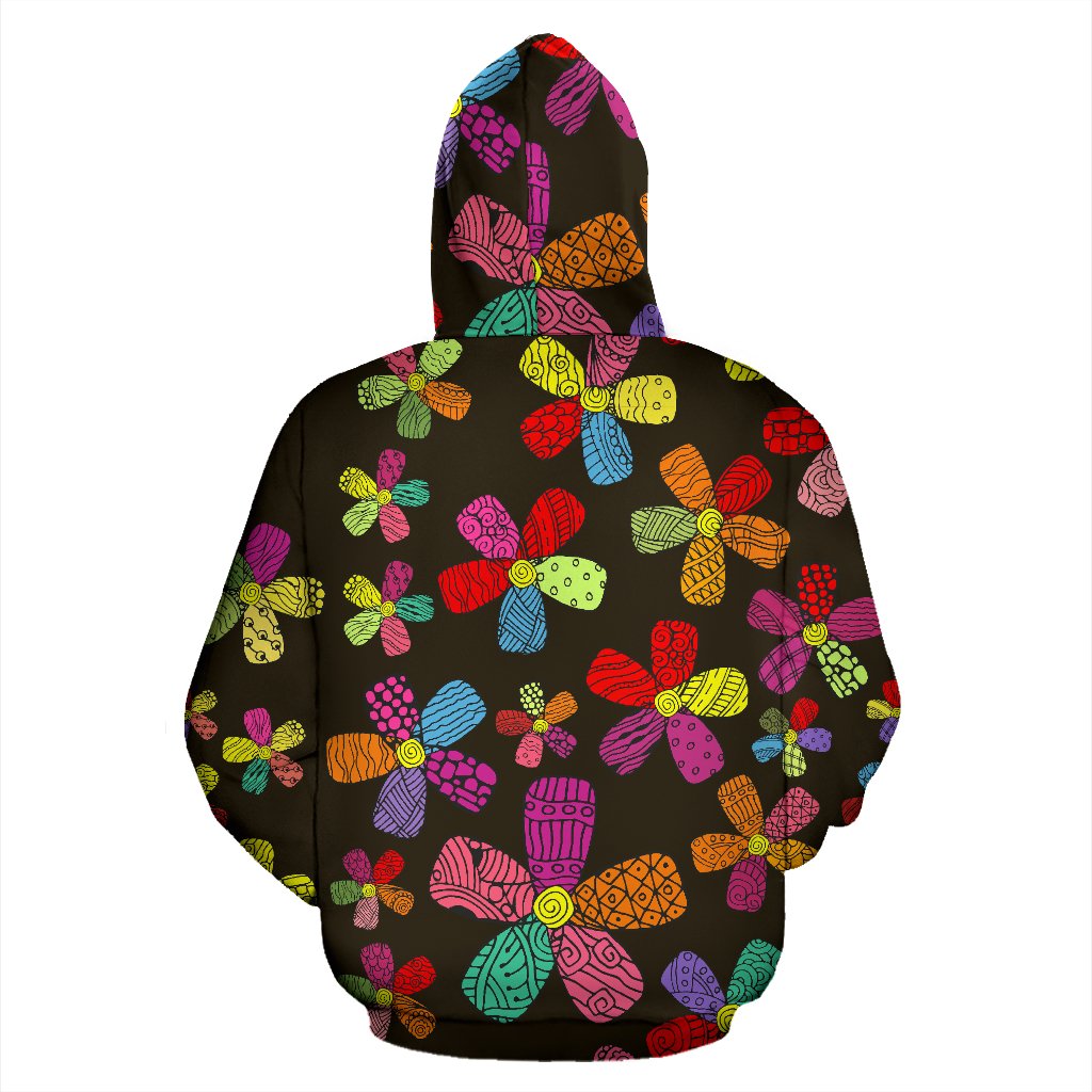 Flower Power Colorful Print Pattern Zip Up Hoodie