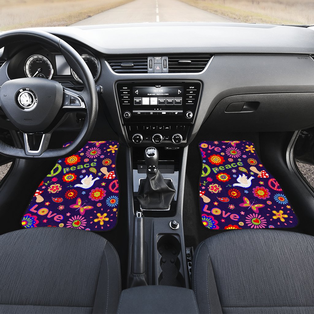 Flower Power Peace Design Print Car Floor Mats
