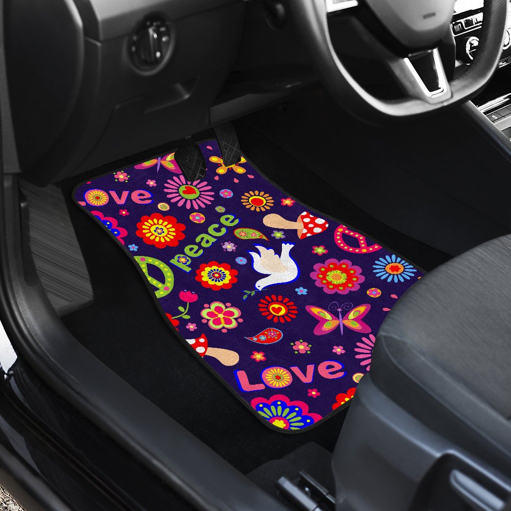 Flower Power Peace Design Print Car Floor Mats