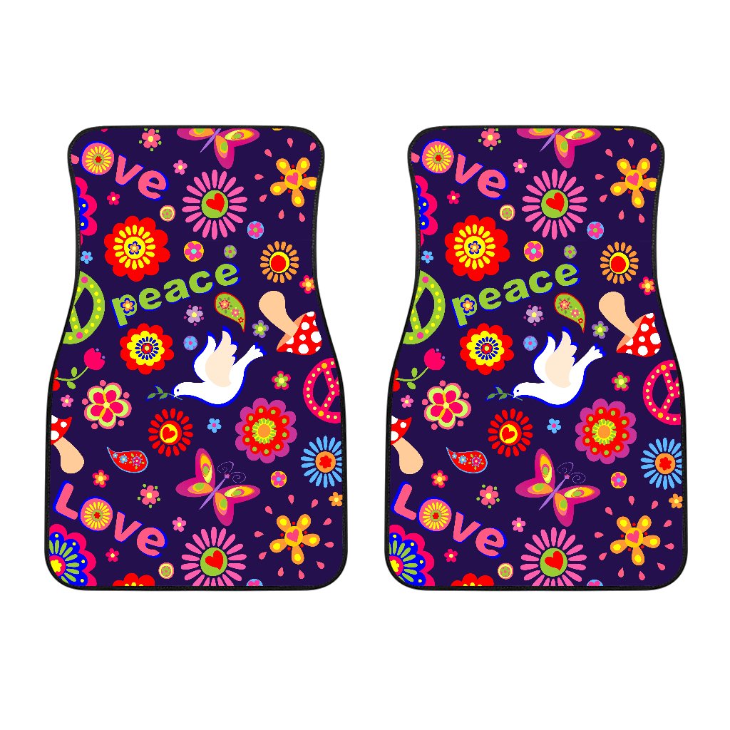 Flower Power Peace Design Print Car Floor Mats