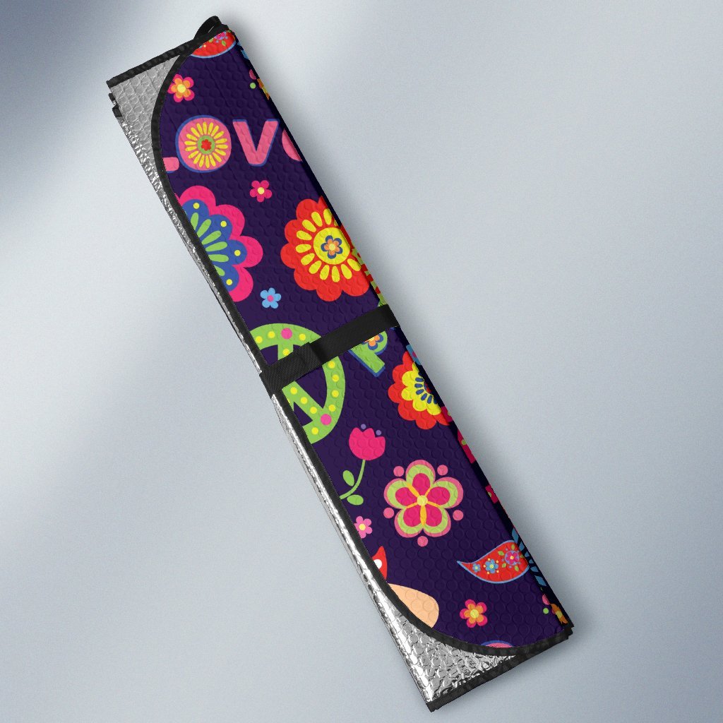 Flower Power Peace Design Print Car Sun Shade For Windshield